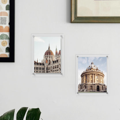 AITEE 8x10 Acrylic Picture Frames 4 Pack, Clear Picture Frames for Wall, Modern Frameless picture Frames Lucite Transparent Square Cubes Floating Hanging Photo Frame Gift for Home Office Display