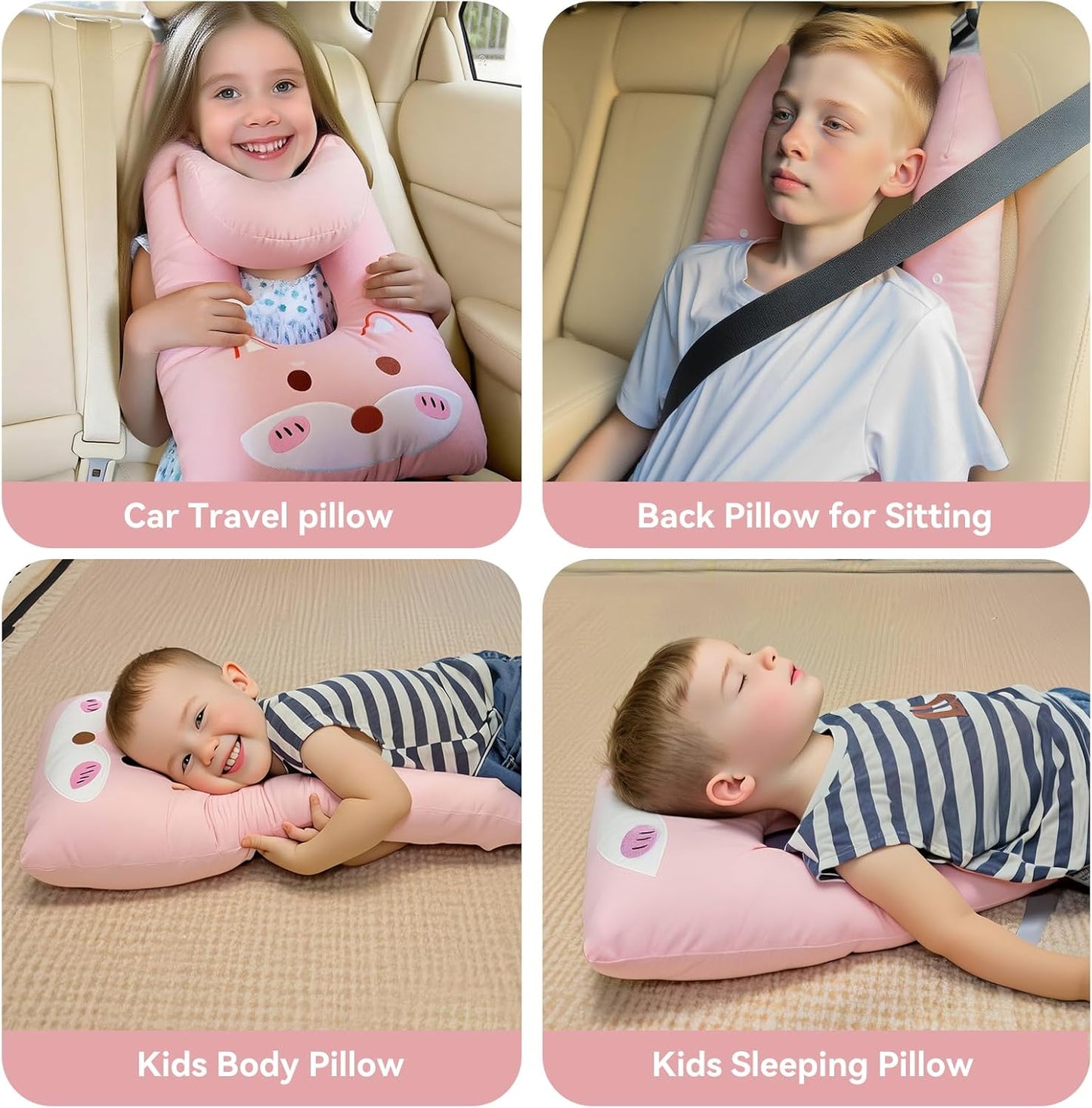 Longhuo Travel Pillow,Car Pillow Kids Car Seat Pillow U Shaped Pillow for Travel Skin-Friendly Material The Sleeping