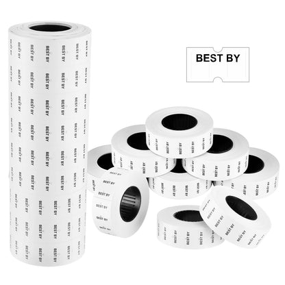 Jaloro 10 Rolls Best by Labels for Price Gun Expiration Date Pantry Labels Bulk 10, 000 Blank Price and Date Gun Label for Containers, Kitchen Stickers for Food Freshness