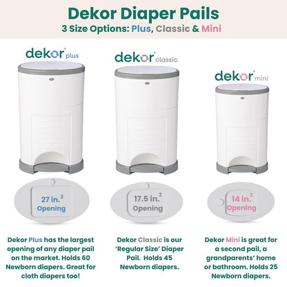 Diaper Dekor EKO Plus Diaper Pail Gift Set, White | ONLY Eco-Friendly Diaper Pail Made with 70% Recycled Materials | Comes with up to a Year's Supply Worth of Diaper Dekor Refills!