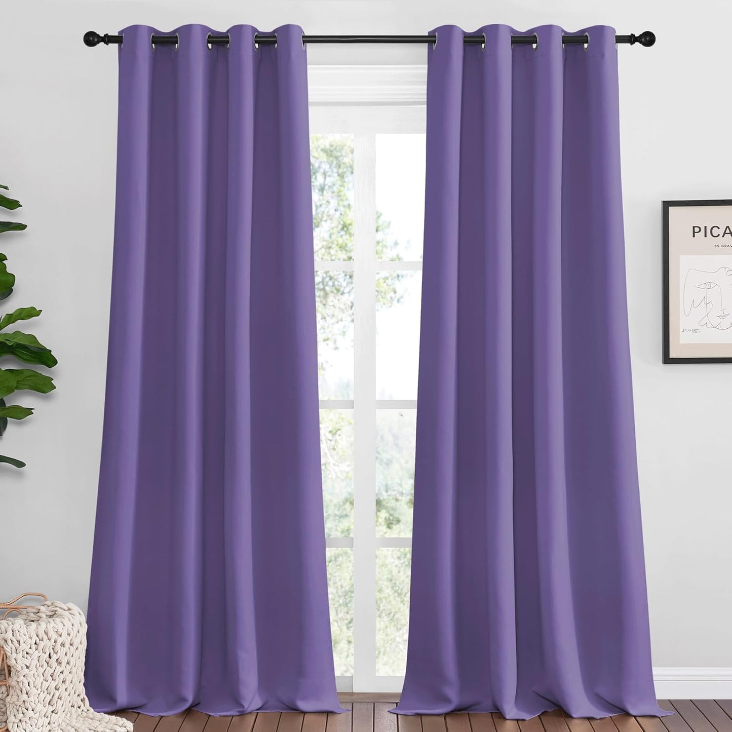 NICETOWN Blackout Curtains - Lilac Purple, 102" Long x 55" Wide, 2 Pieces | Sound Reducing, Heat & Cold Blocking Panels for Modern Decor
