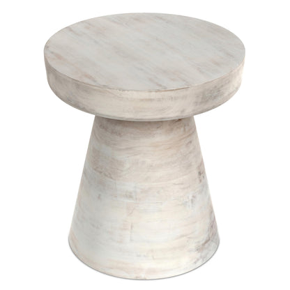 SIMPLIHOME Robbie Accent Table - 16 inch Wide Solid Mango Wood End Table in Distressed White Wash, Boho Contemporary Rustic Side Table for Living Room or Bedroom with Multipurpose Function, Assembled