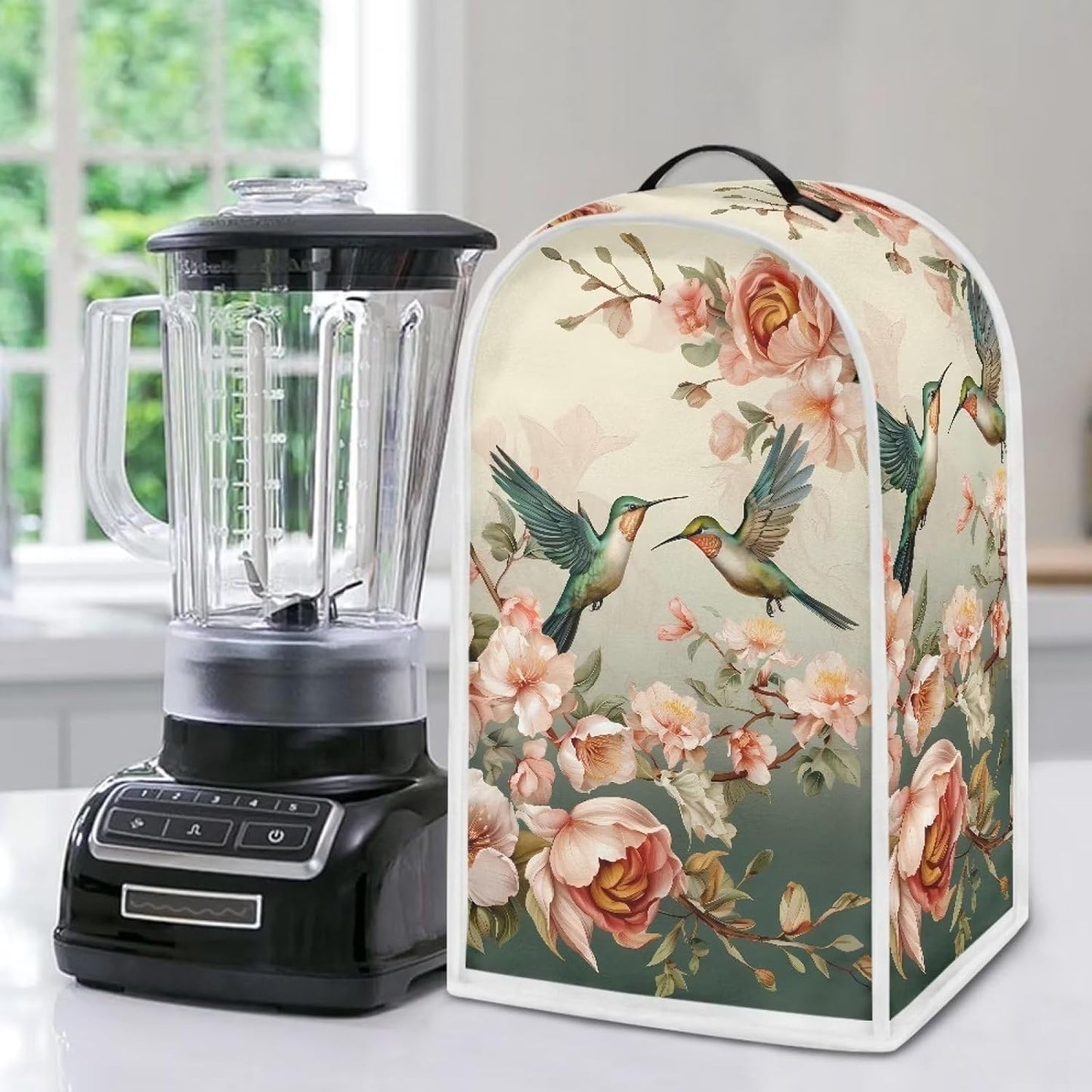 DISNIMO Floral Hummingbird Blender Dust Cover, Anti-Fingerprint Polyester for Stand Mixer or Coffee Maker