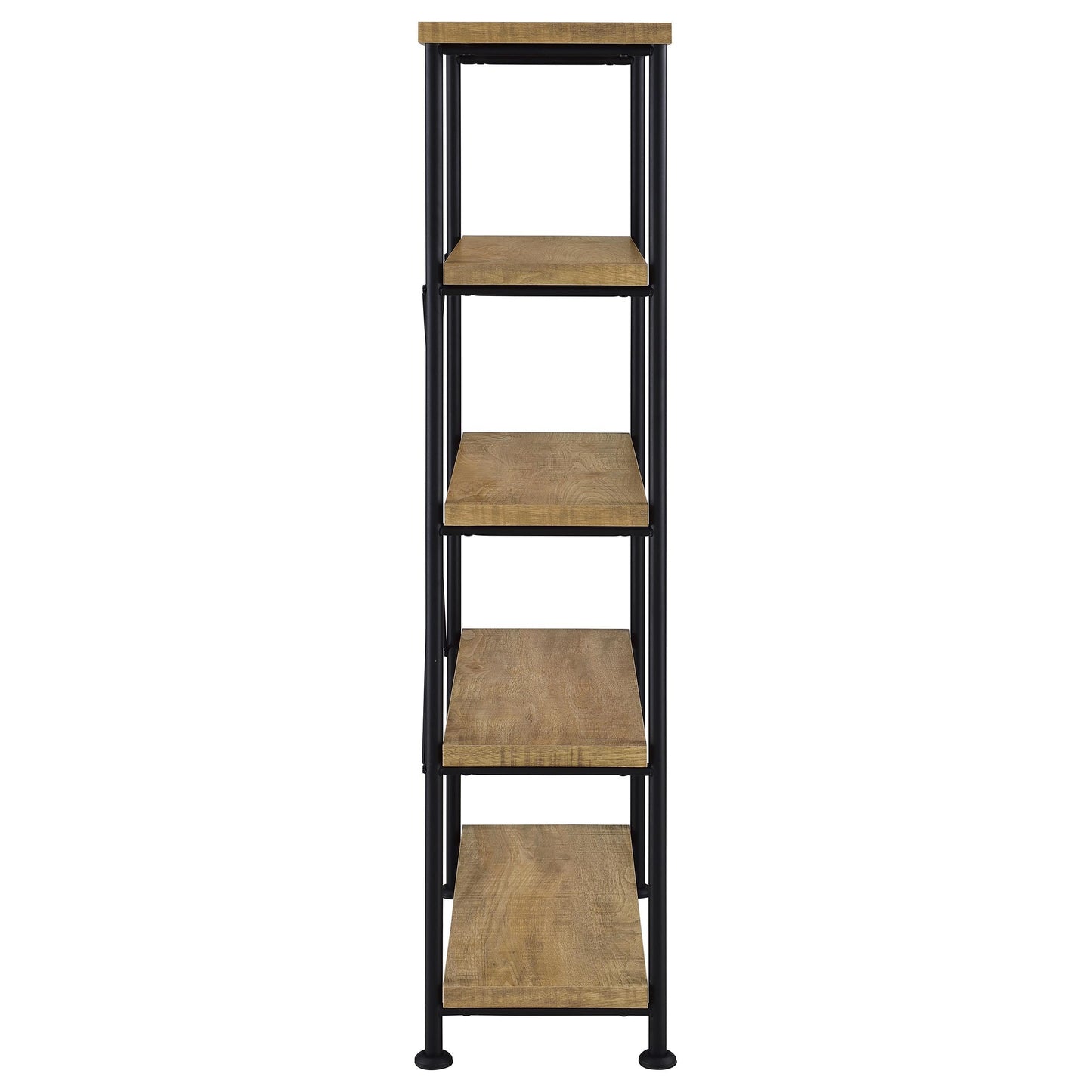 Coaster Home Furnishings - Analiese - Wood and Metal - 4-Tier Bookshelf with Open Shelves, X-Back Bracing, and Rectangular Frame - Home Office - 63-Inch - Mango - 802003