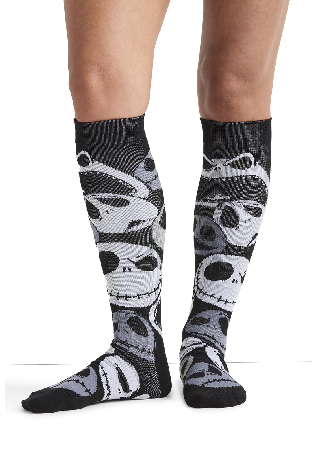Cherokee Tooniforms Women's 10-15mmHg Compression Socks – Knee High, Soft Knit, Fun Prints, Supports Circulation - TPRINTSUPPORT, Regular, My Scary Face