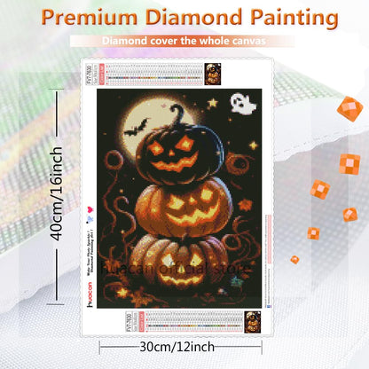 Huacan Diamond Painting Kit,Diamond Art Kits for Adults 5D Pumpkin Paint by Diamonds Halloween Full Square Drill Gem Art Kits for Home Wall Decor 11.81 * 15.74inch