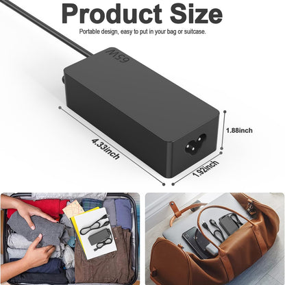 DECSZDY Replacement for 65W Lenovo Laptop Charger USB C ;Compatible with Lenovo ThinkPad T480s T580s T490 E480 E580 Chromebook C330 S330 100e 300e 500e,Yoga C930 C940 720 Power Supply Adapter Cord