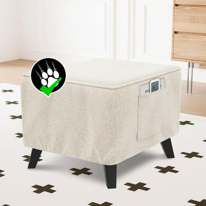 18"-19" H.VERSAILTEX Thick Ottoman Cover Durable Linen Look Storage Ottoman Slipcover Footrest Stool Covers