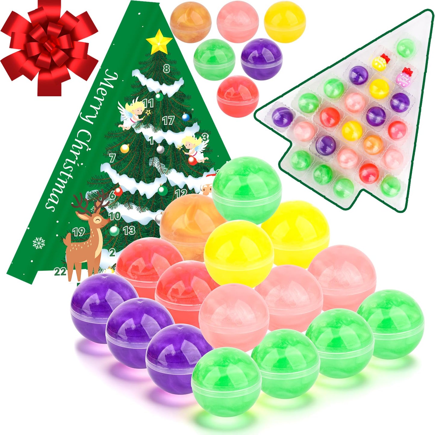 24 Pack Christmas Slime Party Favors Kit, Mini Galaxy Bulk Slime Stretchy Stress Relief for Kids, Soft Putty DIY Toy, Girls and Boys Classroom Supplies, Birthday, Goodie Bag Stuffers Advent Calendar