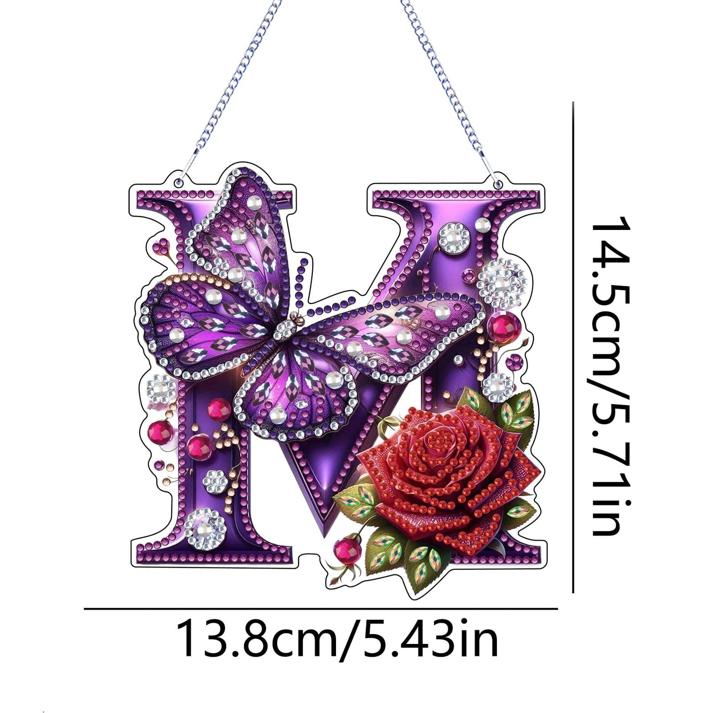 DIY Hanging Diamond Art Kit for Adult – Gem Art Window & Wall Pendant, Acrylic Letter Diamond Painting Ornament for Home & Garden Decoration (M)