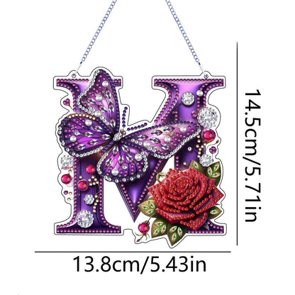 DIY Hanging Diamond Art Kit for Adult – Gem Art Window & Wall Pendant, Acrylic Letter Diamond Painting Ornament for Home & Garden Decoration (M)