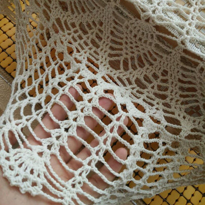 KEPSWET 36 inch Round Sunflower Beige Handmade Crochet Lace Tablecloth Doily