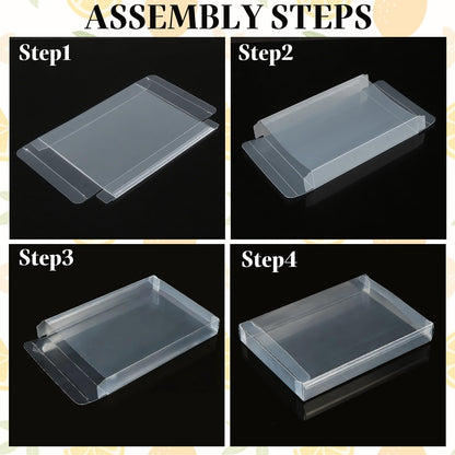 WOPPLXY 70 Pcs Clear Favor Boxes, 7.3 x 5.3 x 2 Inch Clear Gift Boxes, Rectangle PVC Transparent Gift Box for Packaging Dessert, Candy, Wedding, Halloween, Christmas, Valentine's Gift