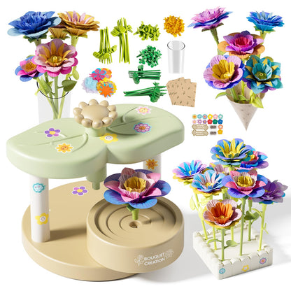 SJIADA Flower Making Kit for Kids, DIY Flower Craft Kit, Educational Fabric Flower Bouquets Kit Toys, Reusable Art Flower Crafts Activity Toy for Kids, Birthday for 4-8 Year Old Little Girls Gifts