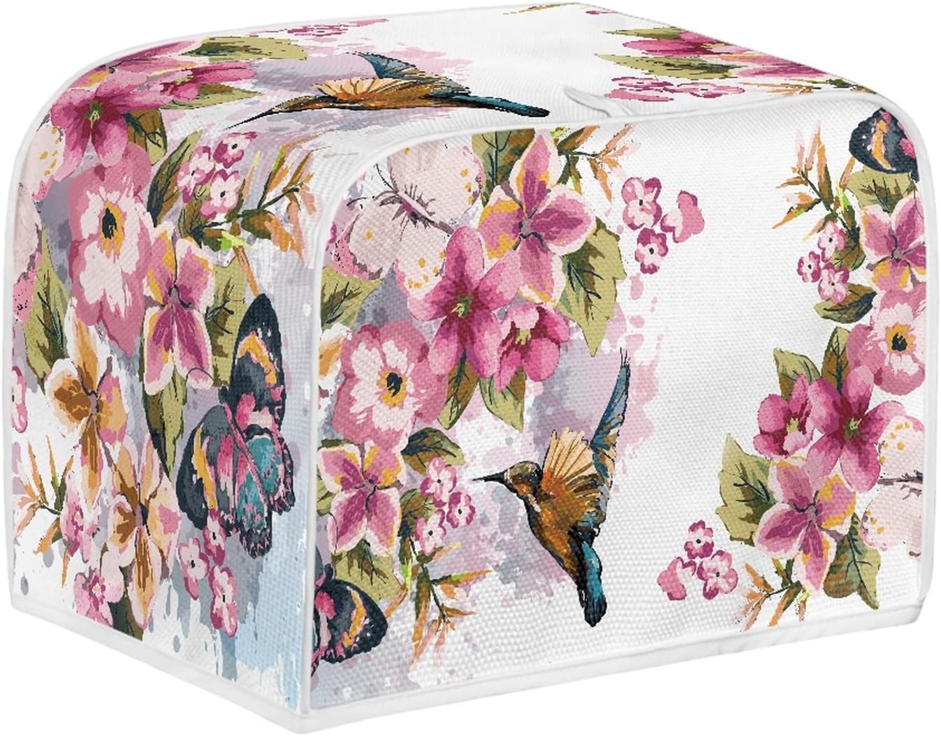 Bird Flowers Painting Toaster Cover, Washable 4 Slice Kitchen Appliance Covers for Bread Maker Oven