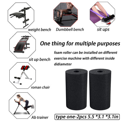 Foot Foam Pads Rollers(7.87in*3.14in*3.14in) for Exercise Machine, Inversion Table, Workout Bench, Sits Ups Replacement Parts, Home Gym Accesories