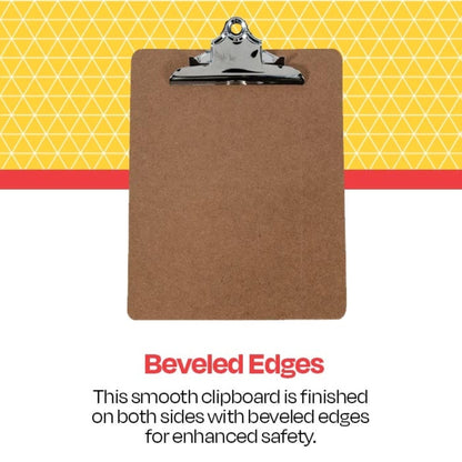 School Smart Hardwood Clipboard - Letter Size Bright Nickel 9 X 12-1/2 in