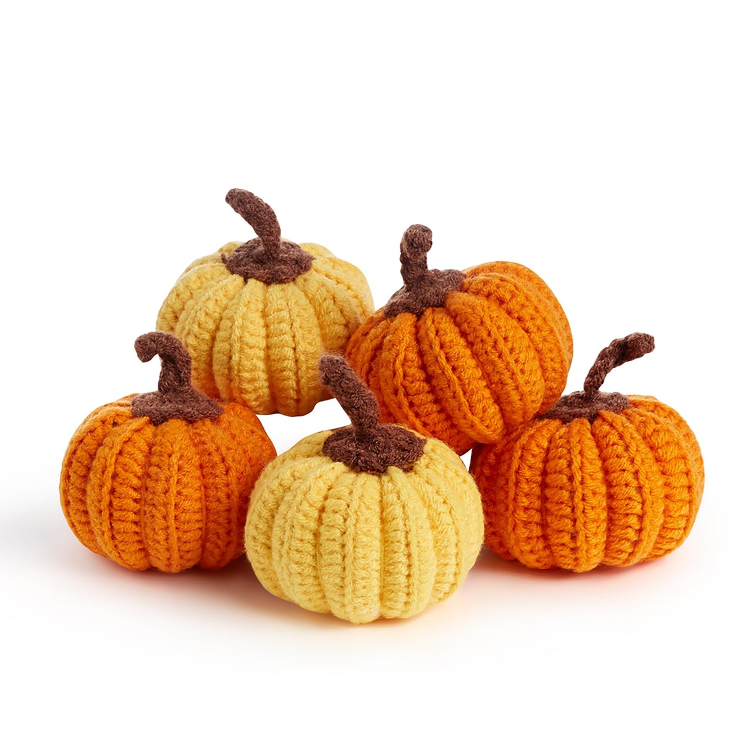 Sahoottie Mini Knit Pumpkins Set of 5, Fall Pumpkins Decor, Autumn Bowl Fillers Fall Farmhouse Tier Tray Decor, Warm Gift for Friend, Thanksgiving Decoration(Mini Autumn Set)