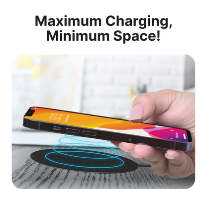 IJS Ultra Slim Universal Fast Wireless Charger - Phone Charger Compatible with All Qi Enabled Phones - Smart Round Fast Charging Pad for Multiple Devices (Black)