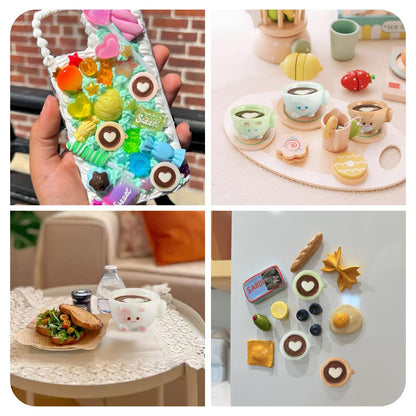 Craftdady 42Pcs Mini Resin Coffee Cups Charms Cute Cat Cup Charms Miniature Coffee Mug Tiny Drink Ornaments 7 Colors for DIY Earring Keychain Necklace Jewelry Making 18.5x20.5mm