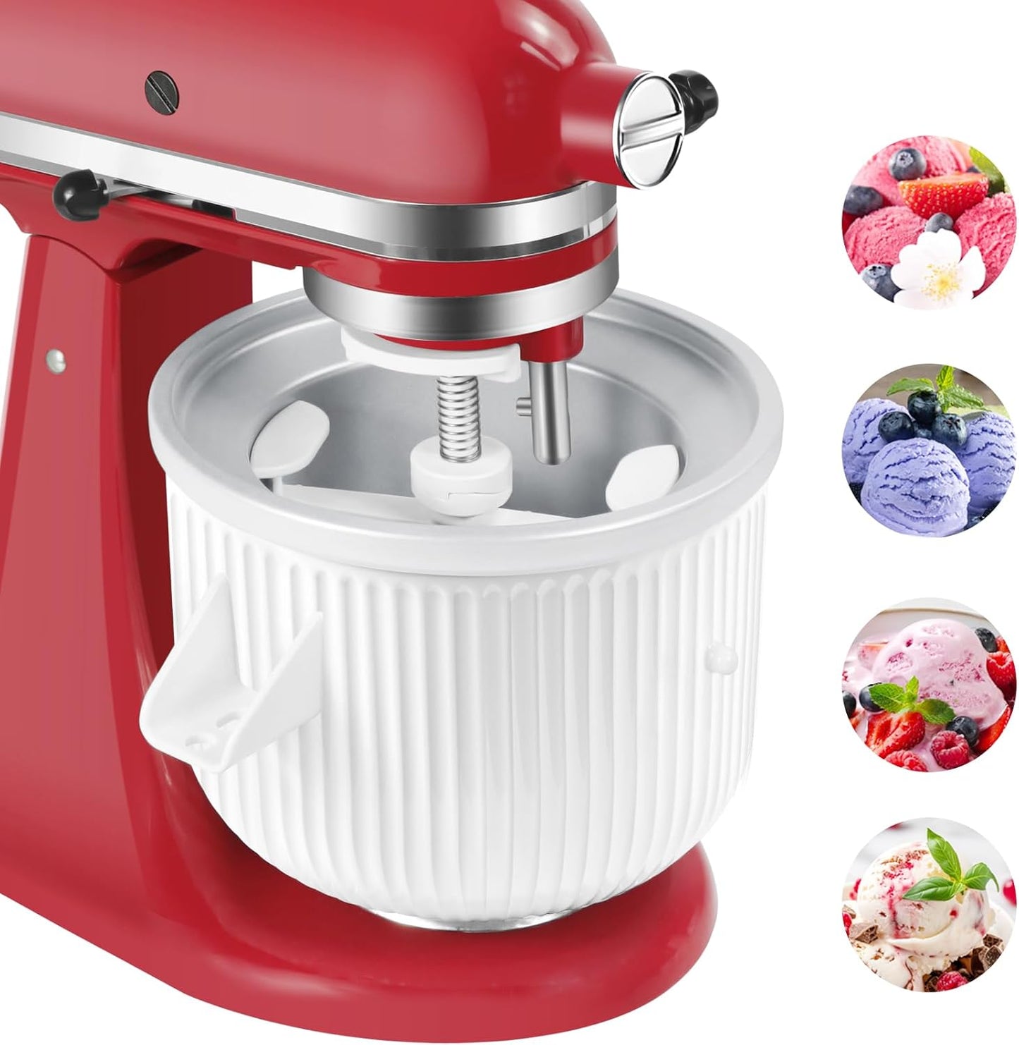 4.5-5Qt 5-6Qt 2-Quart Frozen GLINK Ice Cream Maker Attachment for KitchenAid Stand Mixer, Compatible with Kitchenaid