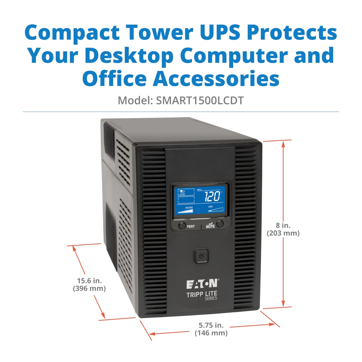 Tripp Lite 1000VA Smart UPS Battery Back Up, 500W Tower, 8 Outlets, LCD Display, AVR, USB, Tel / DSL / Coax Protection, 3 Year Warranty & $250,000 Insurance (SMART1000LCD) Black