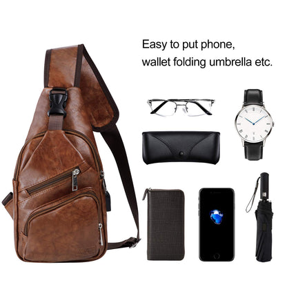 AMJ Crossbody Sling Bag Men Women, Casual Shoulder Backpack, Chest Daypack Satchel for Hiking Travel