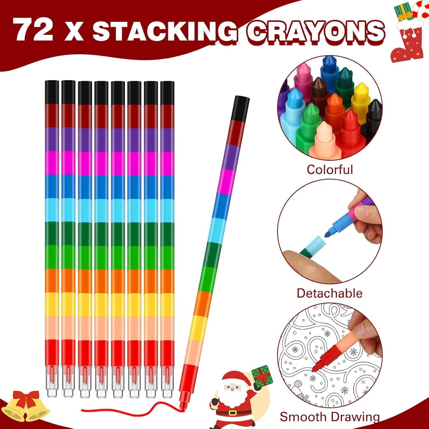 144 Fulmoon Pcs Christmas Coloring Books Bulk with Crayons Christmas Tree Santa Claus Reindeer Snowman Xmas Mini