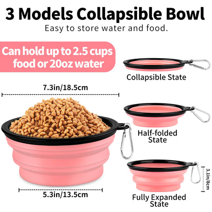 Collapsible Dog Bowls-2 Pack Large Size for Large/Medium Dogs, Pet Travel Water Bowl, Dogs Cat Portable Water Bowl, Dog Pet Feeding Watering Dish Outdoor Hiking Parking Traveling with 2 Carabiners