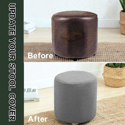 HYGPP Washable(C,20x20IN) Round Ottoman Slipcover Cover Outdoor Small/Large Footstool Protector Covers Stool Ottoman