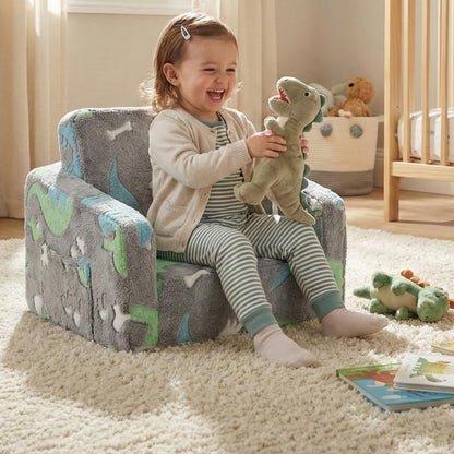SUFUS 2-in-1 Baby Toddler Couch Chair Kids Foldable Toddler Fold Out Couch Sofa for Playroom Pull Out Children