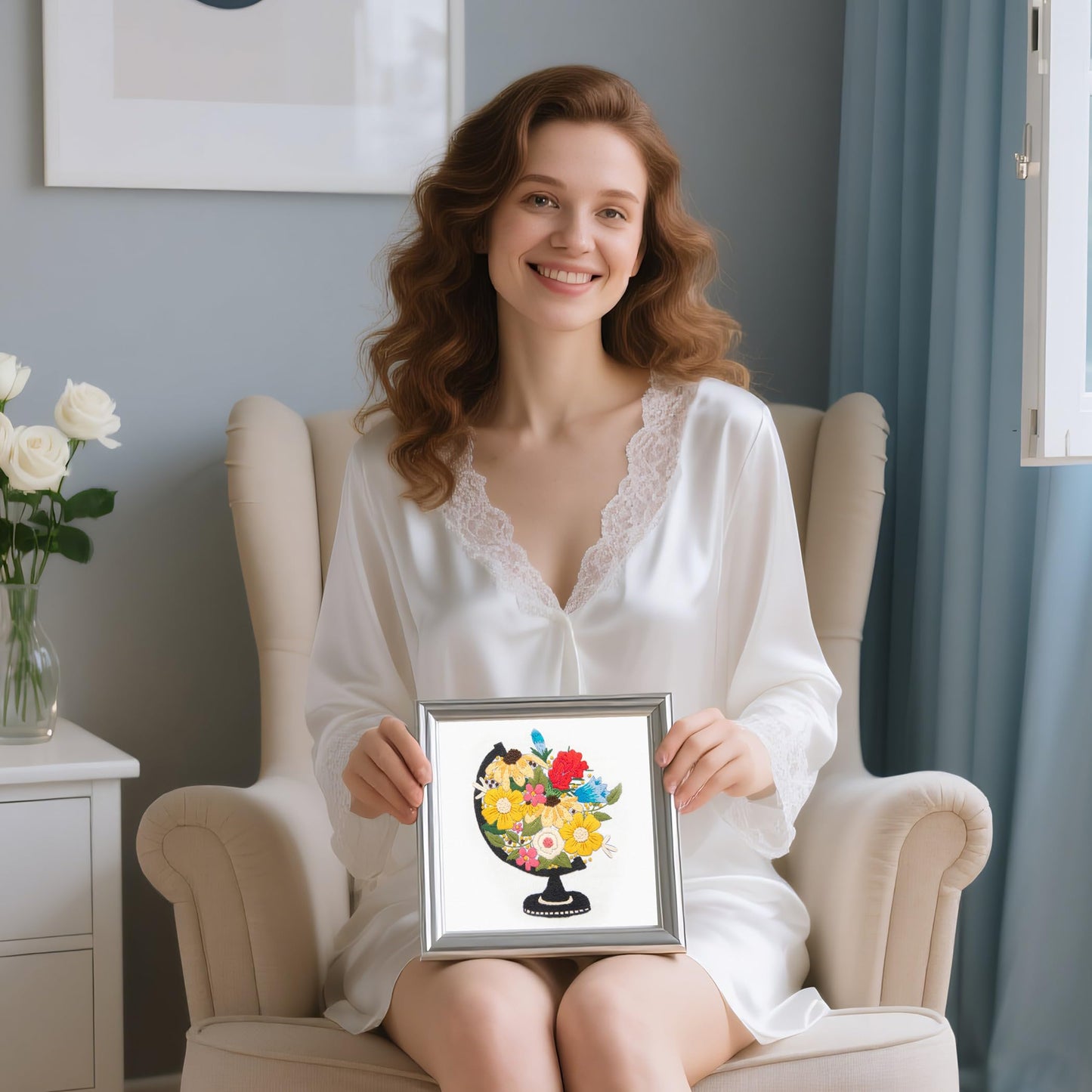 LX LERMX Embroidery Kits for Beginners, Adult Starter Cross Stitch Kit Needlepoint Complete DIY Kit with Unique Patterns, Hoop, Colorful Threads, Tools, Step by Step Instructions & Video Tutorial