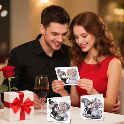 JZHYOAN 6Pcs Diamond Painting Cards for Marry Diamond Art Card with Envelopes Double -Person Wedding Greeting Cards Crystal Arts Craft Handmade Gem Art Gem Painting Mosaic Kit for Adults