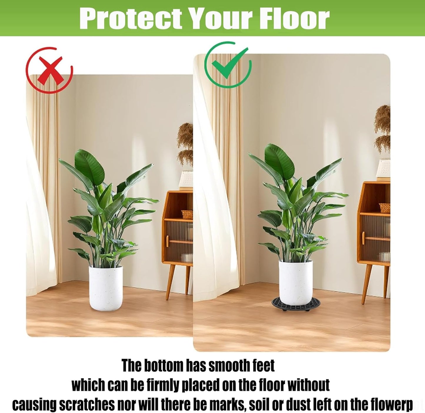 6 12 Inch QTLCOHD Pcs Pot Elevators for Plants, Black Plant Level Pot Elevator Plastic Plant Stand for Indoor Outdoor