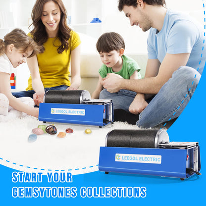 Leegol Electric 6LB Rock Tumbler Kit – Double Drum Rock Polisher for Kids & Adults
