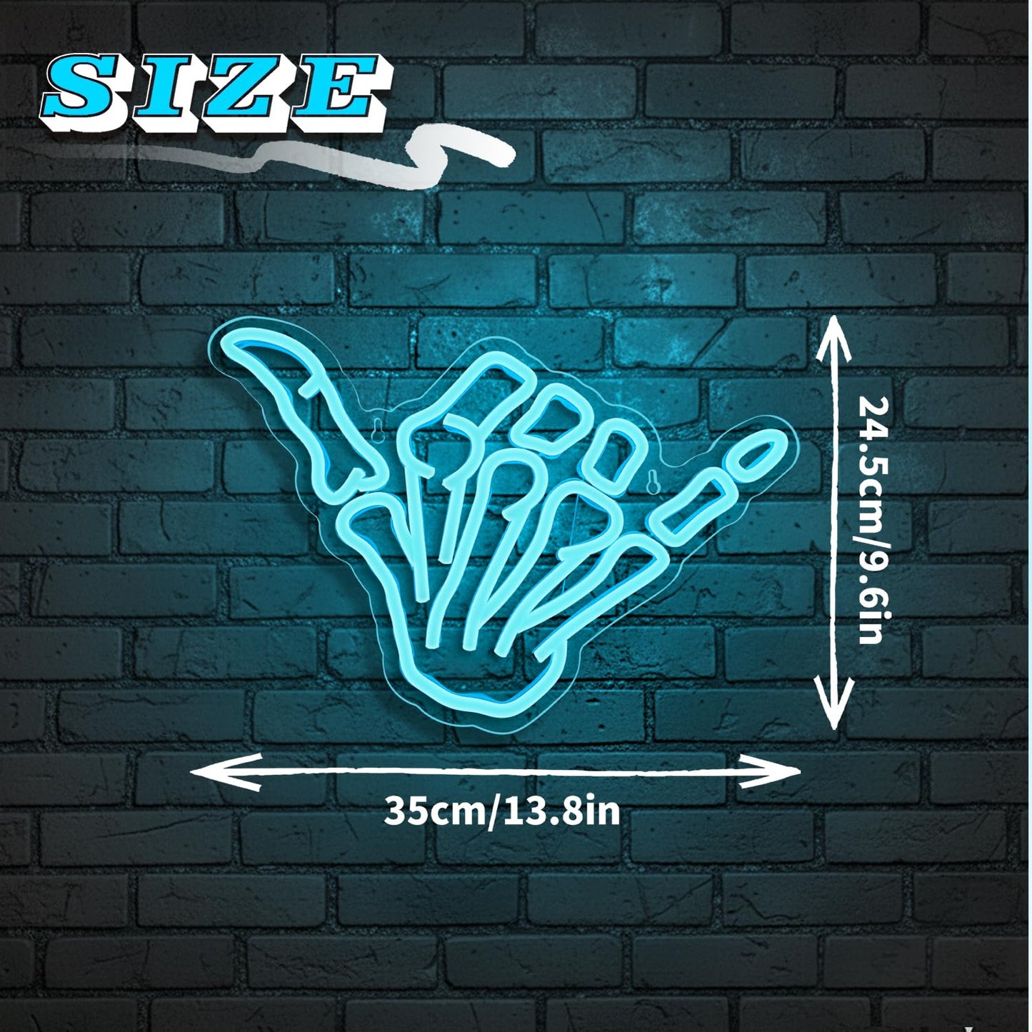 Skeleton Hand Neon Sign,Shaka Skull Hand Neon Signs for Wall Decor Bedroom Home Decor Bar USB Powered LED Neon Light Art Neon Wall Sign Decoration Light(blue)