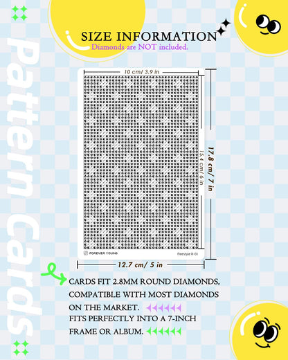 forever young 24 Designs Diamond Freestyle Cards for Beads, 5x7 Blank Diamond Art Cards with Glue for Round Dots for Adults, Postcard-Style Diamond Painting Accessories (No Drills)
