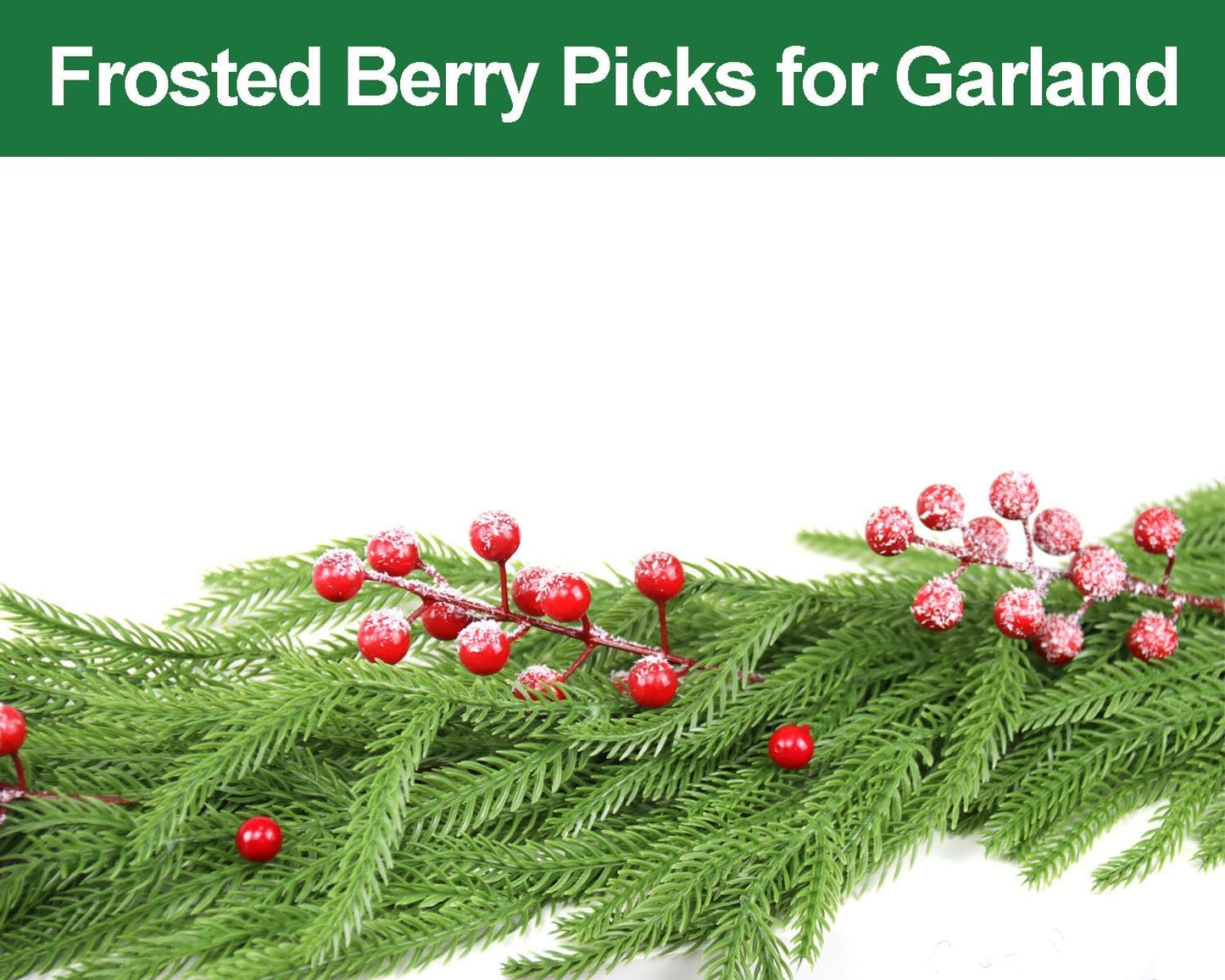 Feitore 30 Pack 8.9" Snow Frosted Red Berry Stems Holly Frosted Berry Picks Snowy Artificial Red Berries for Christmas