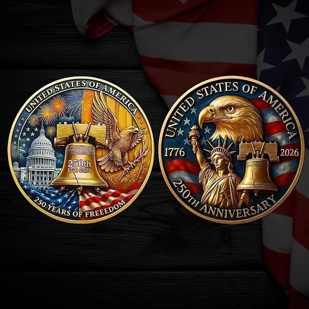 5pcs 250th Anniversary Freedom Commemorative Coin Set (1776-2025) - 3D Engraved US Capitol & Eagle Military Challenge Coin, Collectible Medal