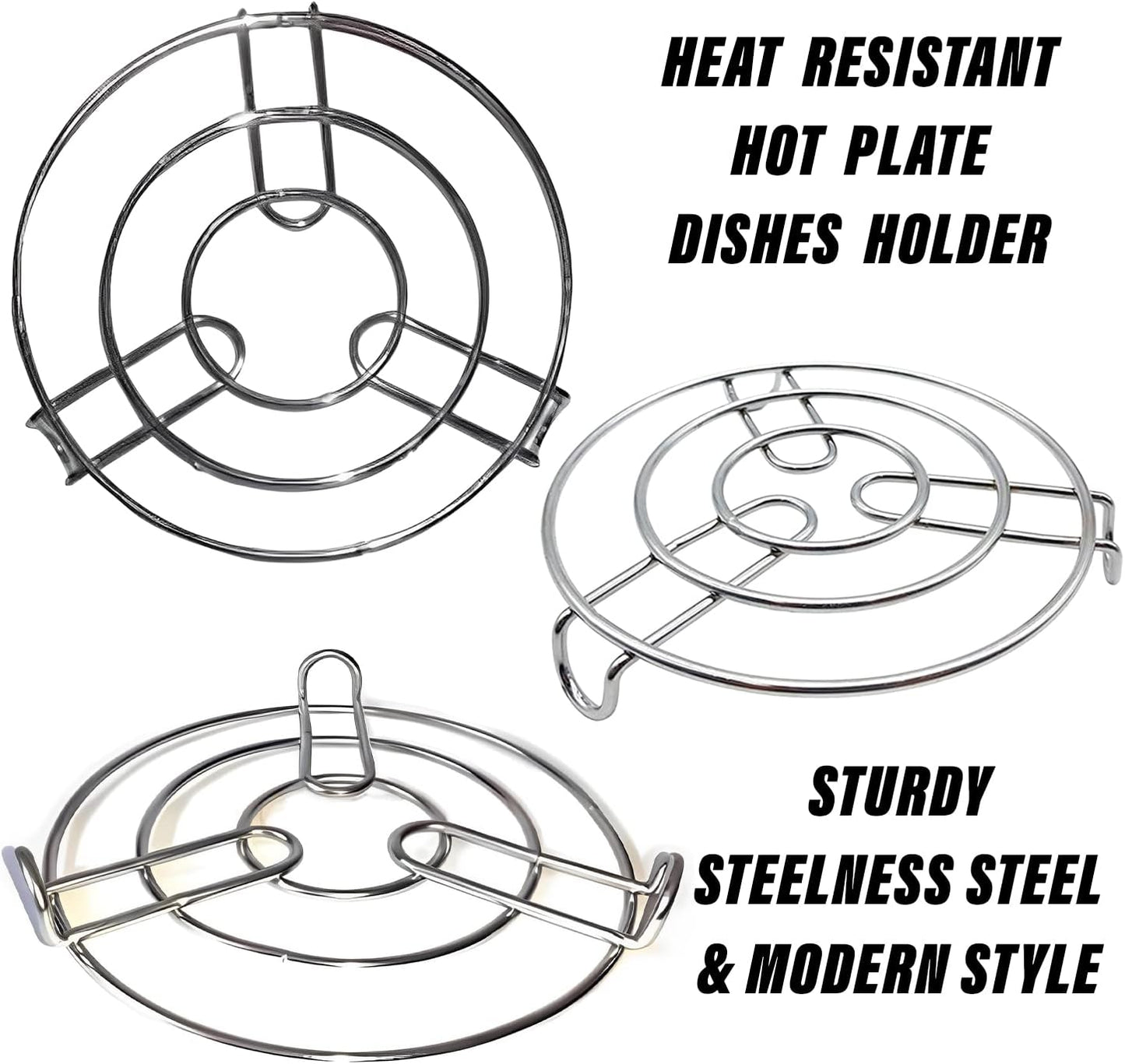 Iron Stand | Stainless Steel Trivet | Round Steamer Rack for Kitchen | Heat Resistant Hot Plate Holder | Pack of 2