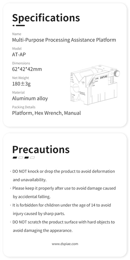DSPIAE All-in-One Hobby Processing Platform with Glass File, Precision Model Cutting Cube with Drilling Guide and Angle Cutting for Edge Finishing