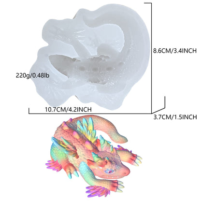 KAKIWYHHH Magical Rainbow Dragon 3D Epoxy Resin Silicone Mold for Fondant Sugar Craft, Cake Topper Decorating, Polymer Clay, Plaster