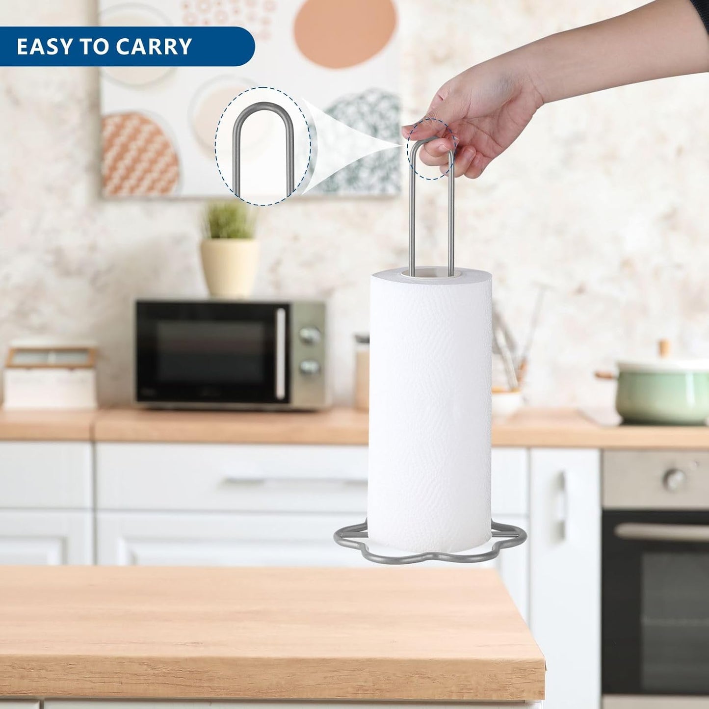 Paper Towel Holder Countertop, Sturdy Kitchen Paper Towel Stand for Organization and Storage