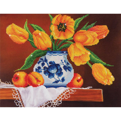 DIAMOND DOTZ Yellow Tulips Partial Drill Round Dotz Diamond Painting Kit for Adults, 16''x20''
