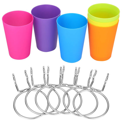 Patelai 6 Set Pegboard Bins with Rings, Pegboard Accessories Cups Holder Organizer Baskets Hooks Kit for Art and Craft Supplies Storage (Blue, Yellow, Green, Rose Red, Orange, Purple)