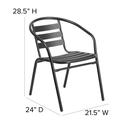 Flash Furniture TLH-ALUM-32SQ-017BK4-GG Lila 31.5'' Square Aluminum Indoor-Outdoor Table Set with 4 Slat Back Chairs, Black