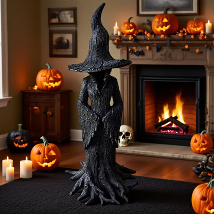 LuLuya Cracker Barrel Witch Statue 7.9'' – 2025 New Halloween Enchanting Witch Statue, Gothic Halloween Resin Figurine, Retro Magician Mysterious Decor, Dark Fantasy Desktop Ornament