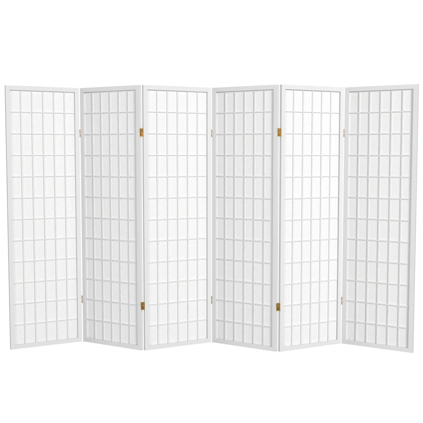 Red Lantern 5 ft. Tall Window Pane Shoji Screen - White - 6 Panels