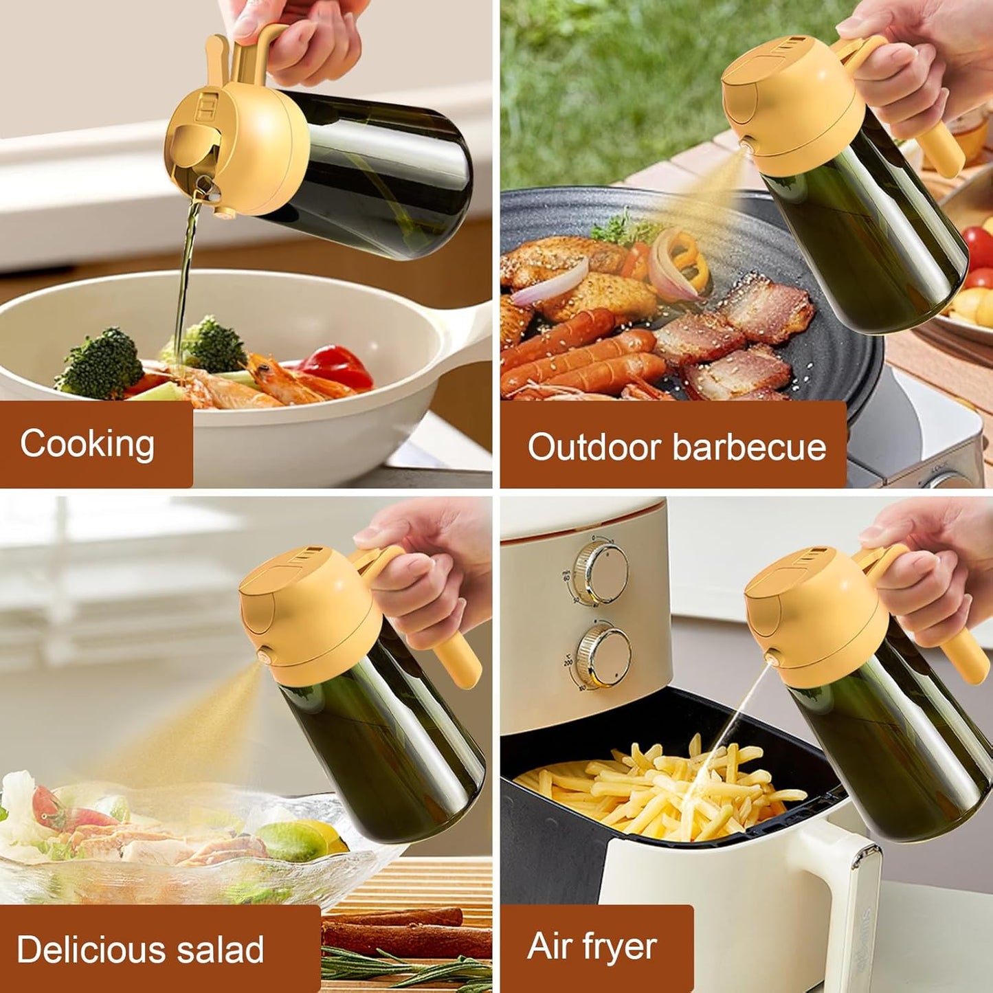 YARRAMATE Dark Green Glass Oil Sprayer - 2-in-1 Light-Blocking Cooking Dispenser | 16oz Food-Grade Mister
