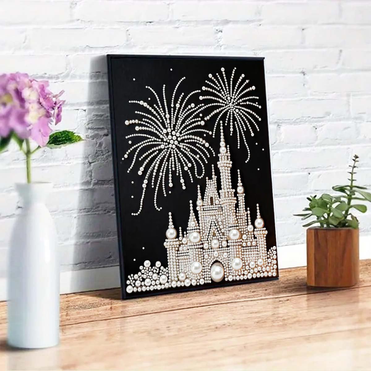 GEMFAMILY Firework Castle Diamond Art Kits for Adults Beginner,5D Diamond Pearl Painting Kits for Special Shape,DIY Pearl Rhinestones Diamond Dots Painting for Home Wall Decor 12 x 16 Inch